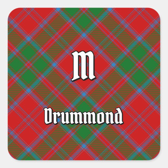 Pegatina Cuadrada Clan Drummond Tartan (Anverso)