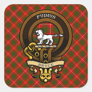 Pegatina Cuadrada Clan escocés Bruce Badge y Escudo   Escudo de arma