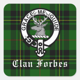 Pegatina Cuadrada Clan Forbes Tartán y placa Escudo