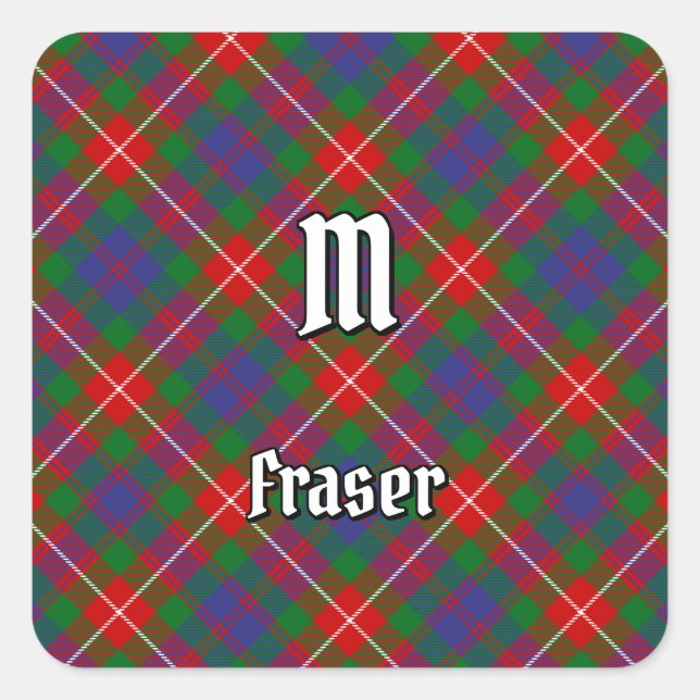 Pegatina Cuadrada Clan Fraser de Lovat Tartán (Anverso)