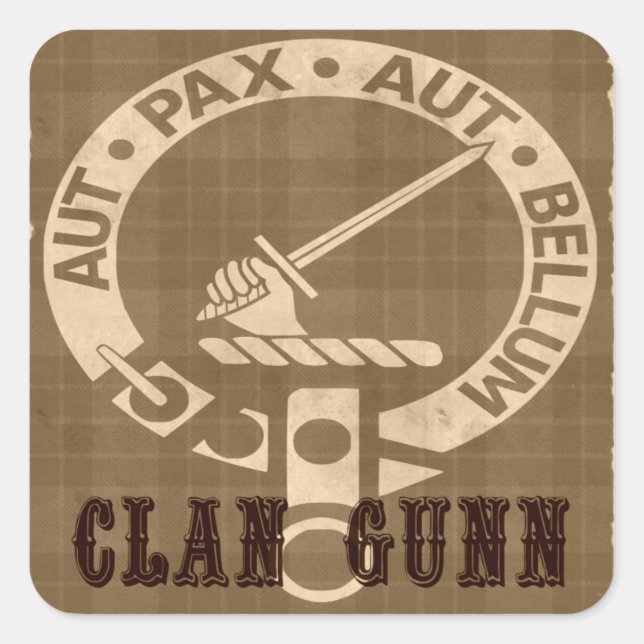 Pegatina Cuadrada Clan Gunn Sepia (Anverso)