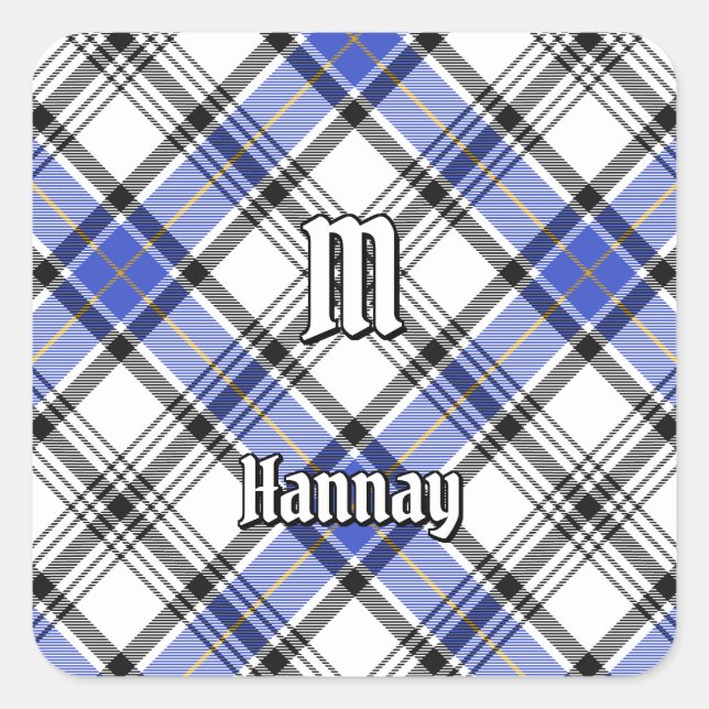 Pegatina Cuadrada Clan Hannay Tartan (Anverso)