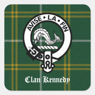 Pegatina Cuadrada Clan Kennedy Escudo Tartán