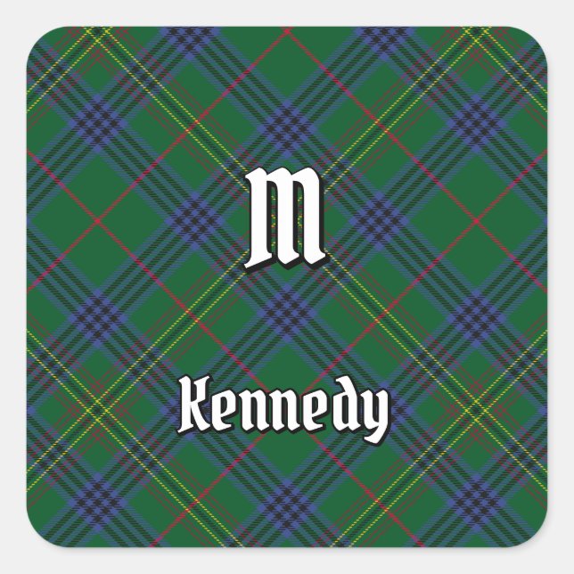 Pegatina Cuadrada Clan Kennedy Tartan (Anverso)