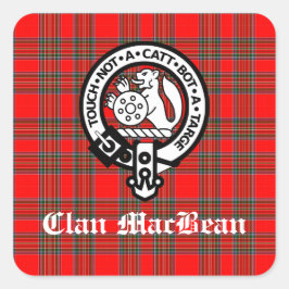 Pegatina Cuadrada Clan MacBean Escudo Badge & Tartán