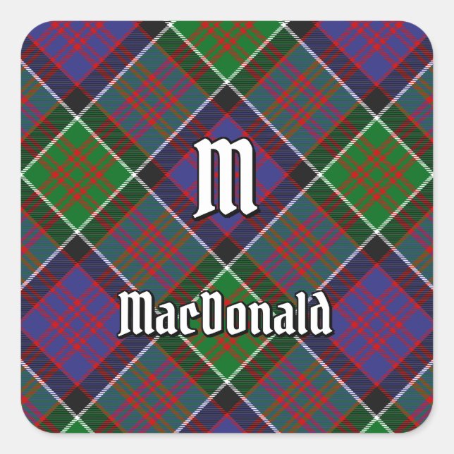 Pegatina Cuadrada Clan MacDonald de Clanranald Tartan Square Pegatin (Anverso)