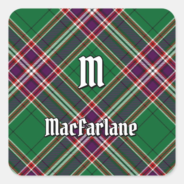 Pegatina Cuadrada Clan MacFarlane Caza moderna Tartán (Anverso)