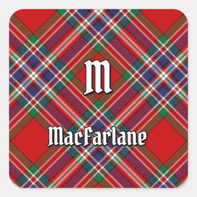 Pegatina Cuadrada Clan MacFarlane Red Tartan (Anverso)