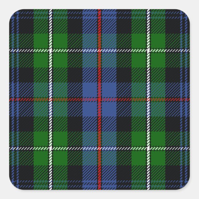 Pegatina Cuadrada Clan MacKenzie Tartan (Anverso)