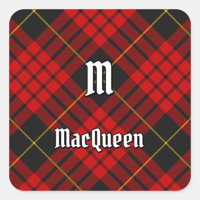 Pegatina Cuadrada Clan MacQueen Tartan (Anverso)
