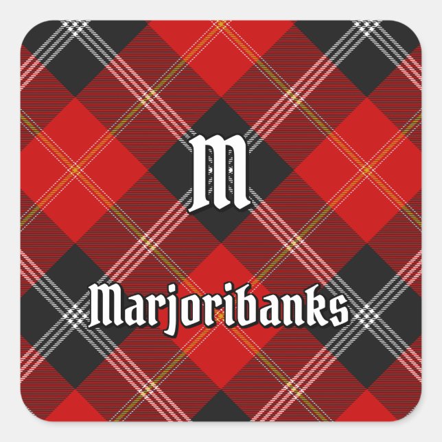 Pegatina Cuadrada Clan Marjoribanks Tartan (Anverso)