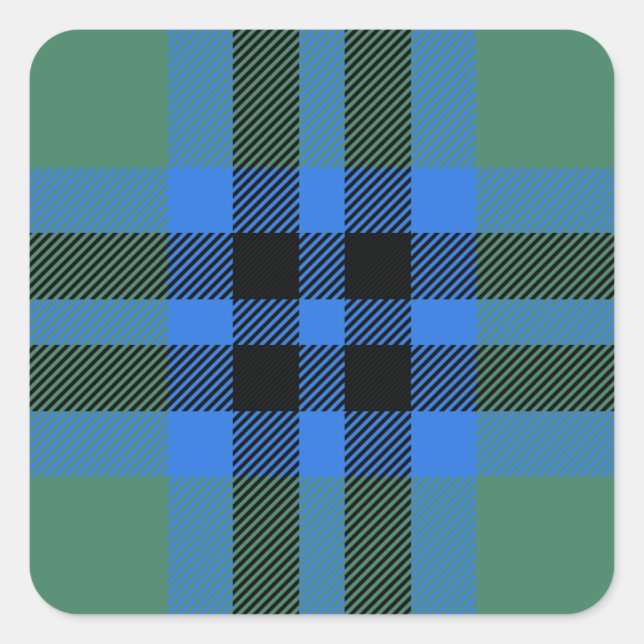 Pegatina Cuadrada Clan Marshall Tartan (Anverso)