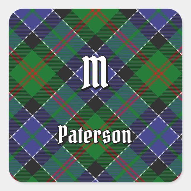 Pegatina Cuadrada Clan Paterson Tartan (Anverso)