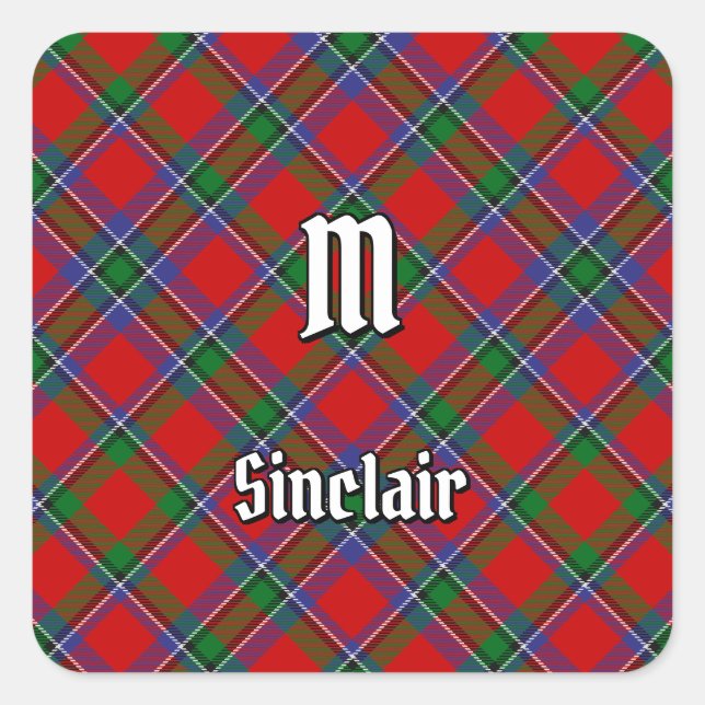 Pegatina Cuadrada Clan Sinclair Tartan (Anverso)