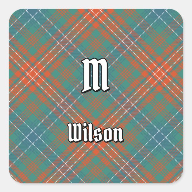 Pegatina Cuadrada Clan Wilson Ancient Tartán (Anverso)