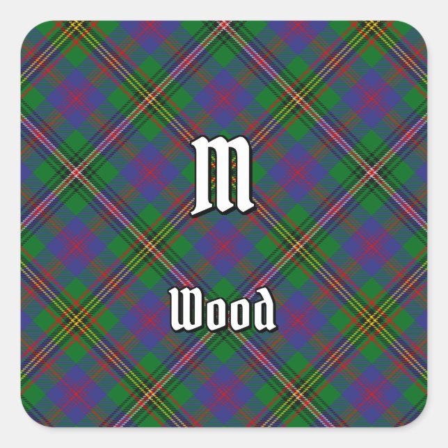 Pegatina Cuadrada Clan Wood Tartan (Anverso)
