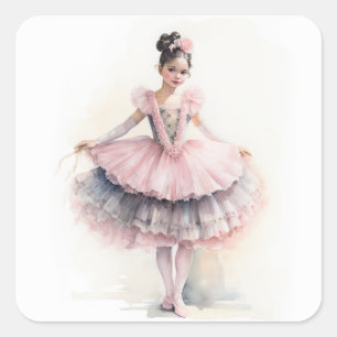 Pegatina Cuadrada Clara (Cabello Negro) de El Cascanueces Ballet