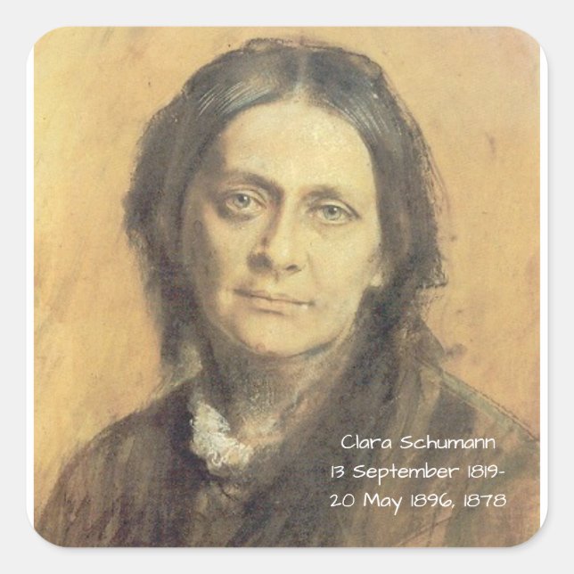 Pegatina Cuadrada Clara Schumann, 1878 (Anverso)