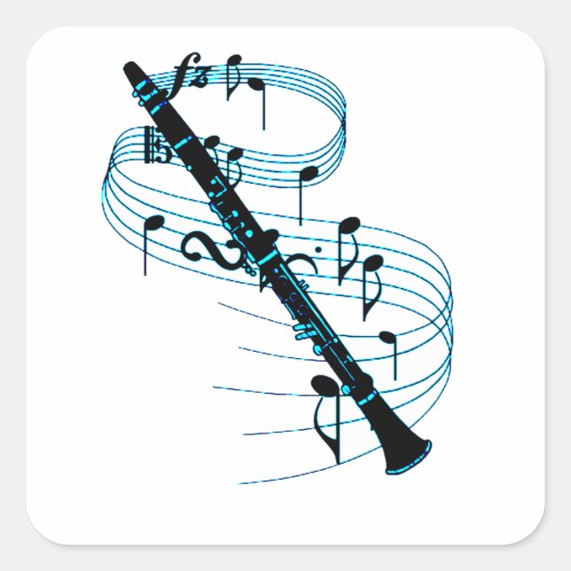 Pegatina Cuadrada Clarinet (Anverso)