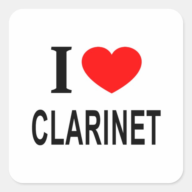PEGATINA CUADRADA ❤️ CLARINET ME ENCANTA CLARINET I HEART CLARINET (Anverso)