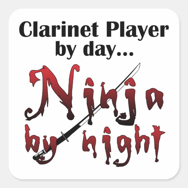 Pegatina Cuadrada Clarinet Ninja (Anverso)