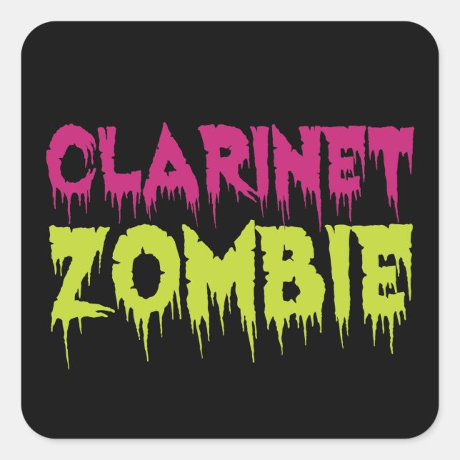 Pegatina Cuadrada Clarinet Zombie (Anverso)
