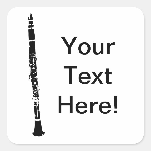 Pegatina Cuadrada Clarinete personalizado (Anverso)
