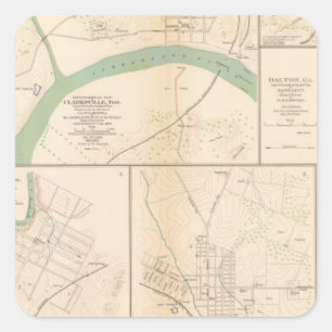 Pegatina Cuadrada Clarksville, Tenn, Dalton, GA