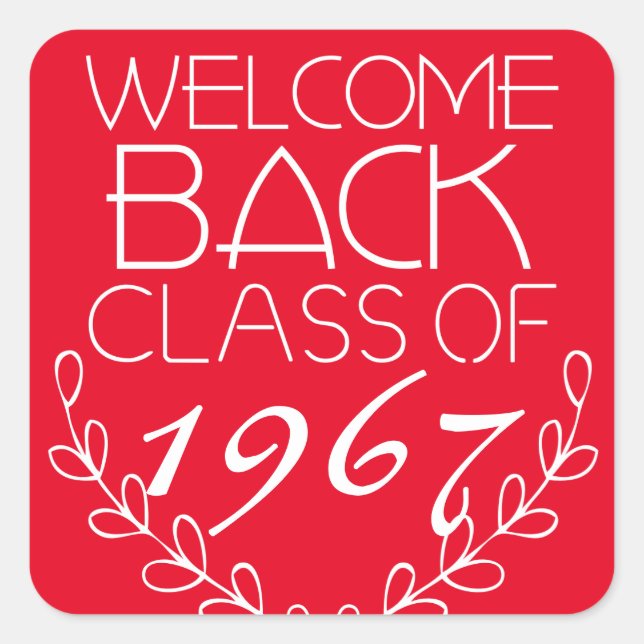 Pegatina Cuadrada Clase Atrás De Bienvenida (Anverso)
