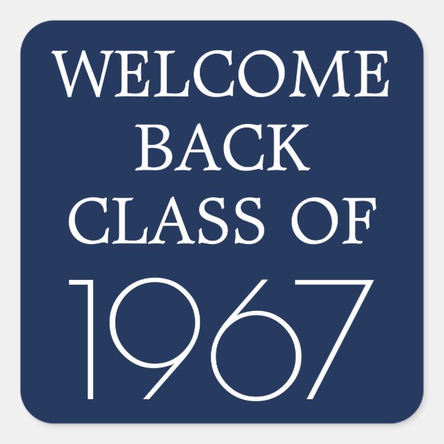 Pegatina Cuadrada Clase Atrás De Bienvenida (Anverso)