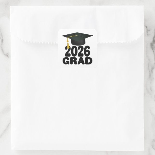 Pegatina Cuadrada Clase audaz de 2026 Graduación (Bolso)