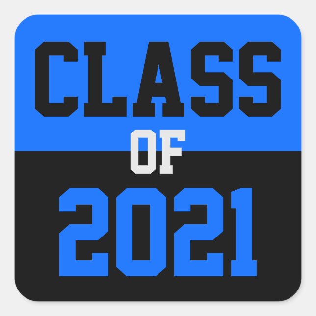 Pegatina Cuadrada Clase azul y negra de graduación en 2024 (Anverso)