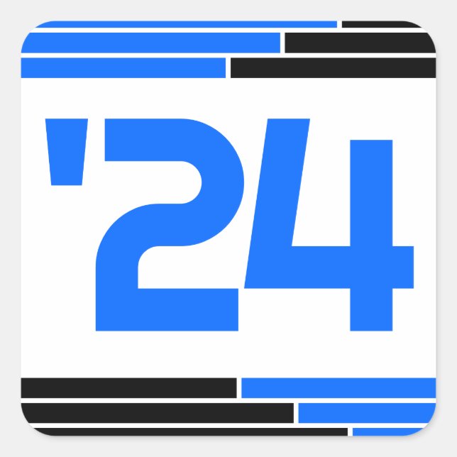 Pegatina Cuadrada Clase azul y negra de la graduación '24 (Anverso)