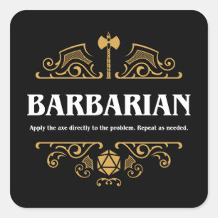 Pegatina Cuadrada Clase Barbárica Tabletop RPG Gaming
