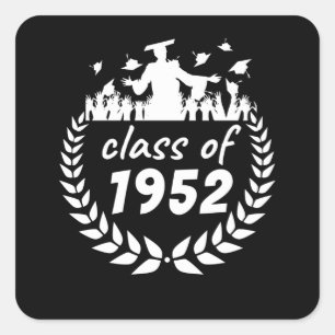 Pegatina Cuadrada clase de 1952 de diseño de graduación o reunión