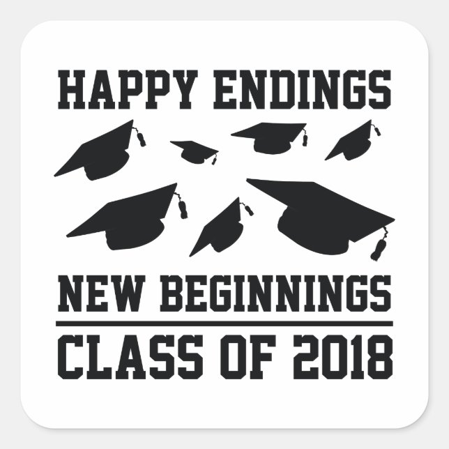 Pegatina Cuadrada Clase De 2018 (Anverso)