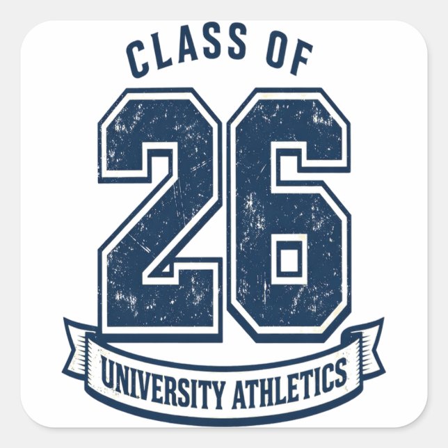Pegatina Cuadrada Clase de 2026 – Graduate Pride College (Anverso)