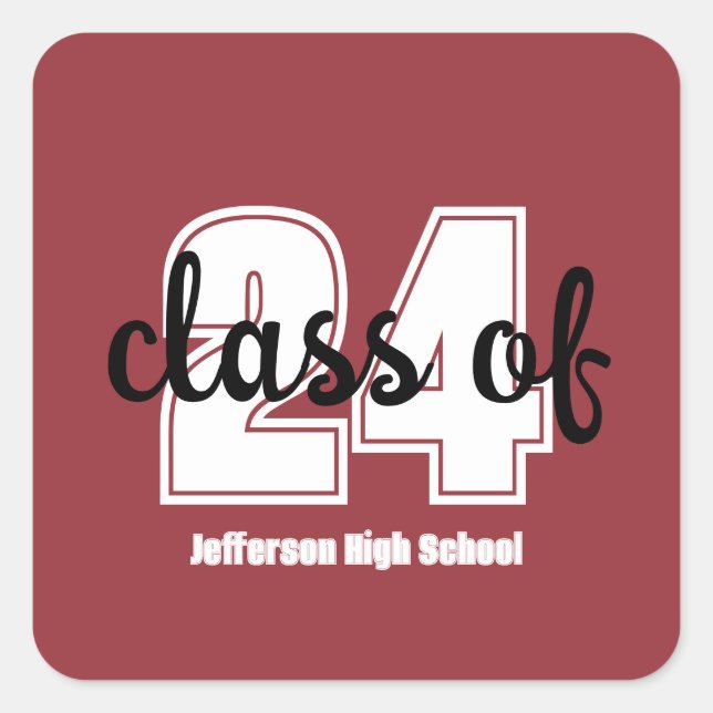 Pegatina Cuadrada Clase de (24) personalizado superior (Anverso)