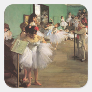 Pegatina Cuadrada Clase de Baile de Degas, Impresionismo Antiguo Bal
