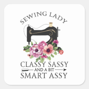 Pegatina Cuadrada Clase De Dama De Coser Sencilla Y Un Poco Intelige