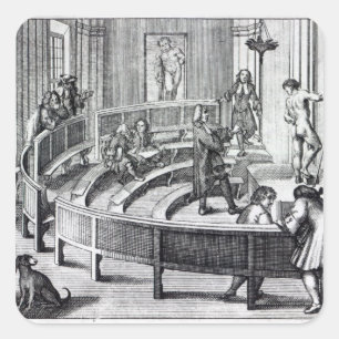 Pegatina Cuadrada Clase de dibujo de la vida, 1739