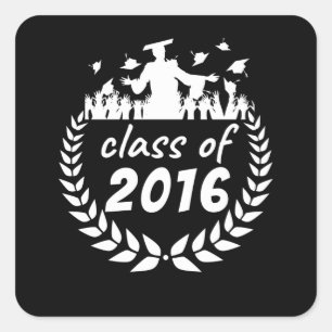 Pegatina Cuadrada clase de diseño de graduación o reunión de 2016 po