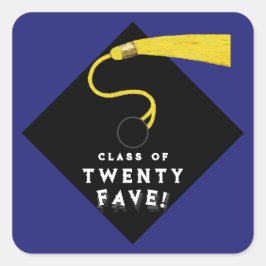 Pegatina Cuadrada Clase de graduación azul de 25