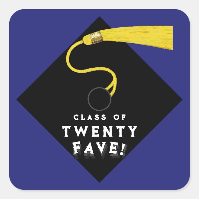 Pegatina Cuadrada Clase de graduación azul de 25