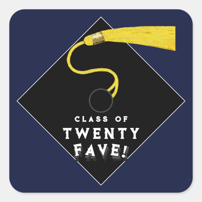 Pegatina Cuadrada Clase de graduación de 2025 (Anverso)