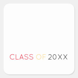 Pegatina Cuadrada CLASE DE Graduación DE 2025 Colores Escolares Dive