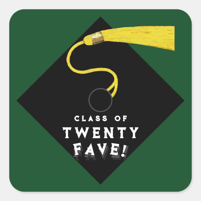 Pegatina Cuadrada Clase de graduación de 25 Green (Anverso)