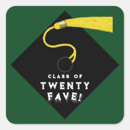 Pegatina Cuadrada Clase de graduación de 25 Green