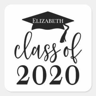 Pegatina Cuadrada Clase de graduación personalizada de 2020