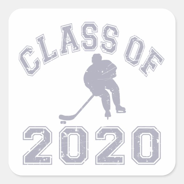 Pegatina Cuadrada Clase De Hockey 2020 - Gris (Anverso)